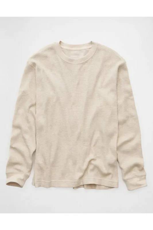 AE Cozy Waffle Thermal T-Shirt Men's Oatmeal XXL sold by American Eagle