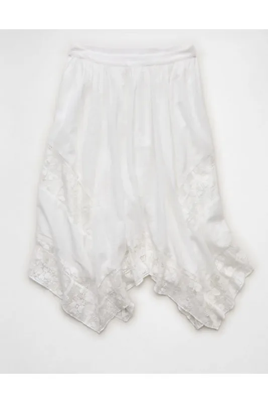 AE High-Waisted Lace Insert Midi Skirt Women's Cool White XXL made by American Eagle