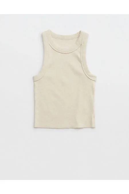 Aerie Free Spirit Ribbed Tank Top Women's Heather Frost XXS sold by American Eagle