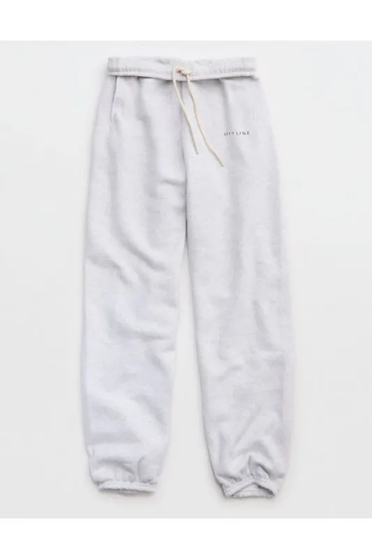 OFFLINE By Aerie Cloud Fleece Classic Jogger Women's Light Heather Gray M made by American Eagle