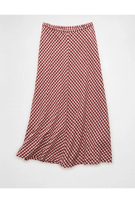 AE Linen-Blend Midi Skirt Women's Red M sold by American Eagle