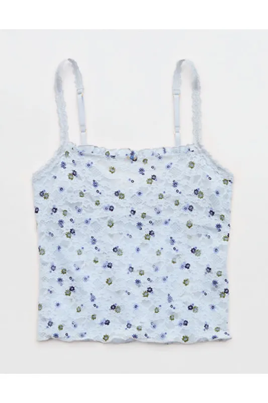 Show Off Vintage Lace Bra Top Women's Eyelet Blue XXS made by American Eagle