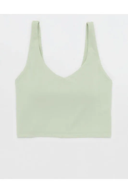 OFFLINE By Aerie Real Me Low Key Longline Sports Bra Women's Dusty Sage XXS made by American Eagle