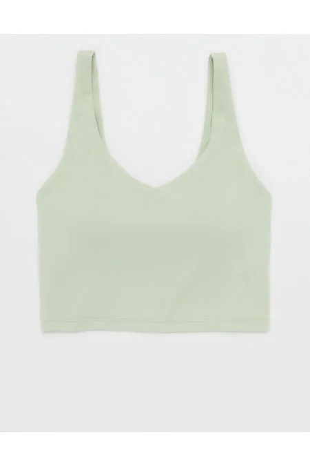 OFFLINE By Aerie Real Me Low Key Longline Sports Bra Women's Dusty Sage XXS sold by American Eagle
