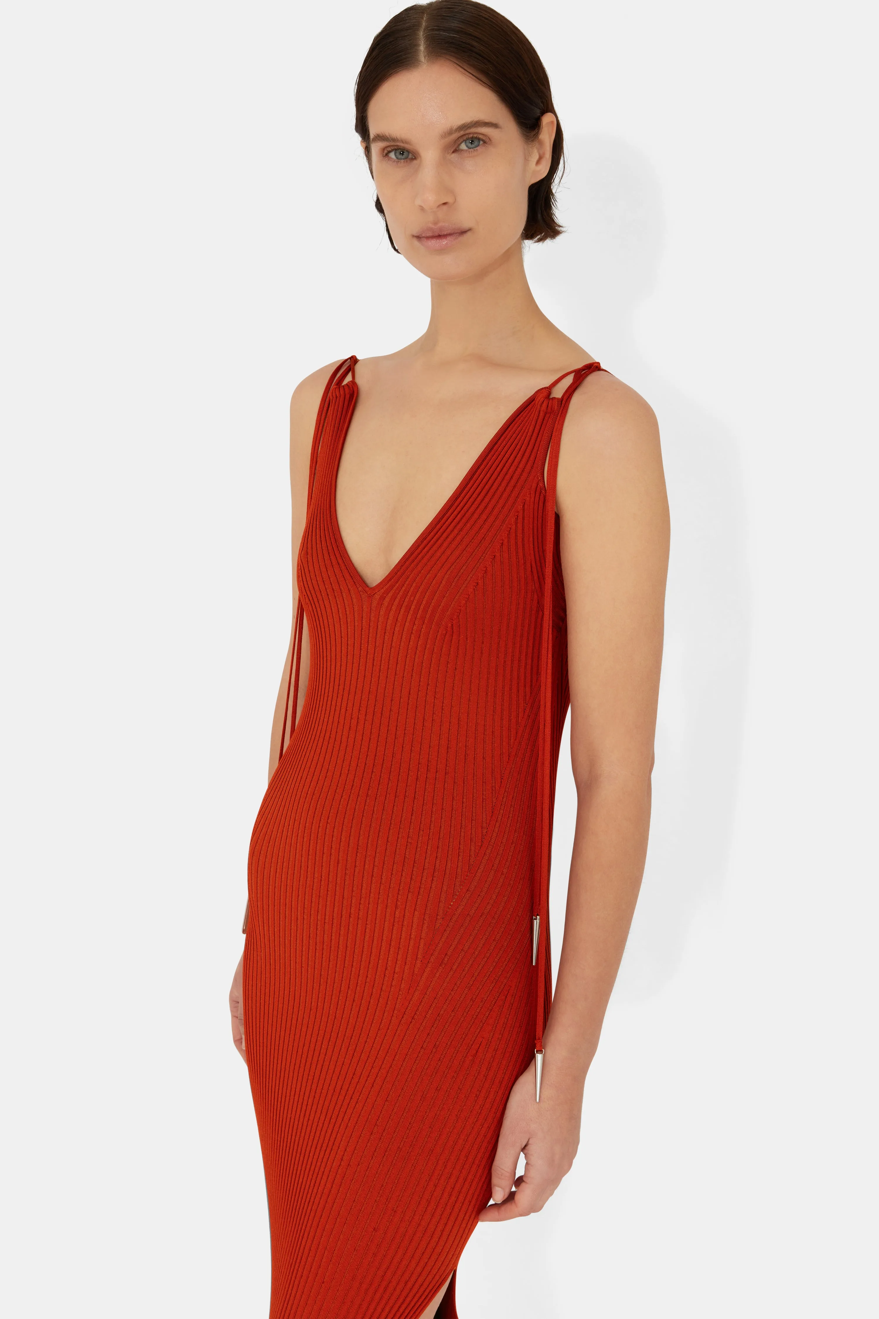 Carved Sleeveless Dress - Tomato sold by Galvan product image thumbnail 4