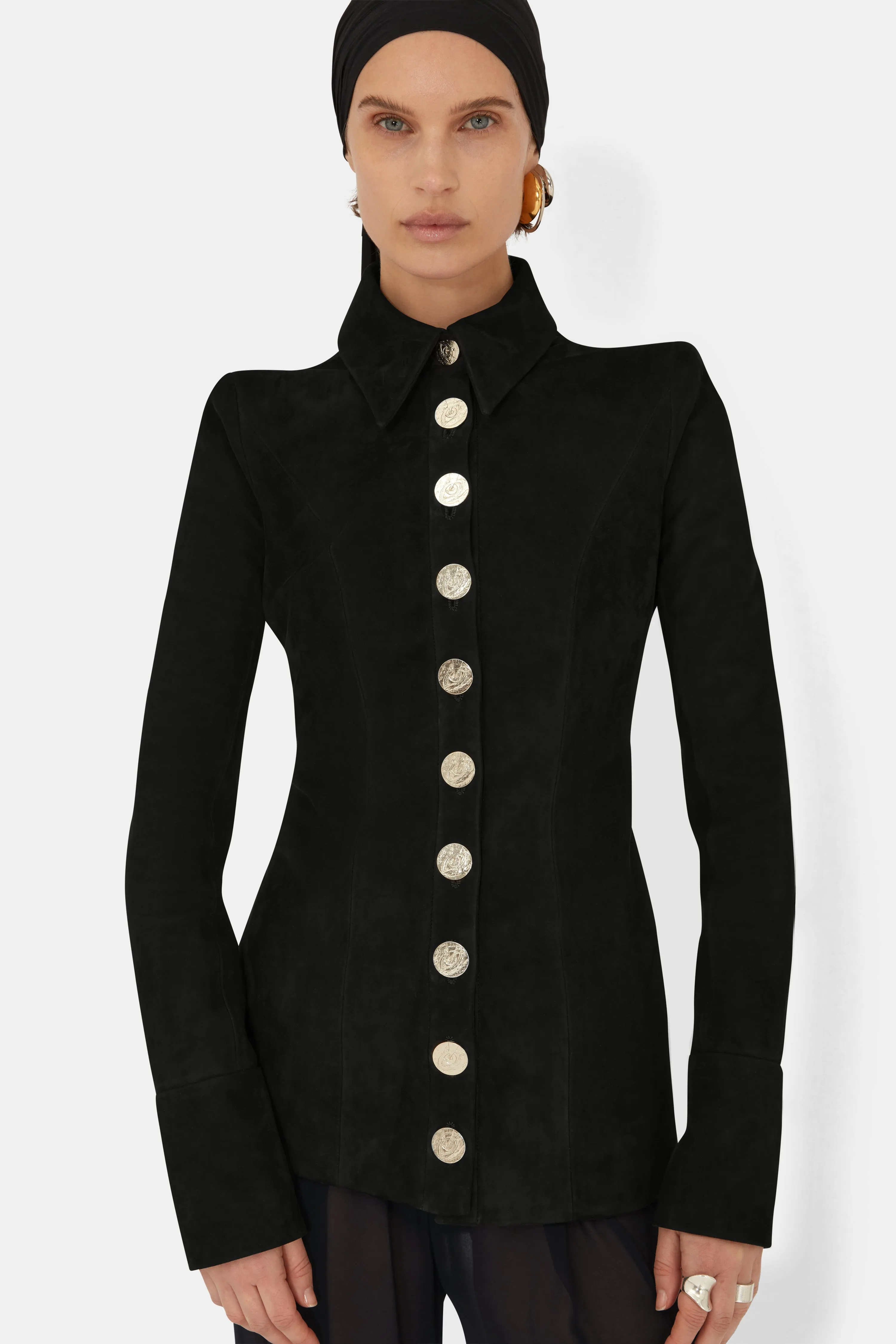 Buttoned Up Suede Jacket - Onyx sold by Galvan product image thumbnail 4