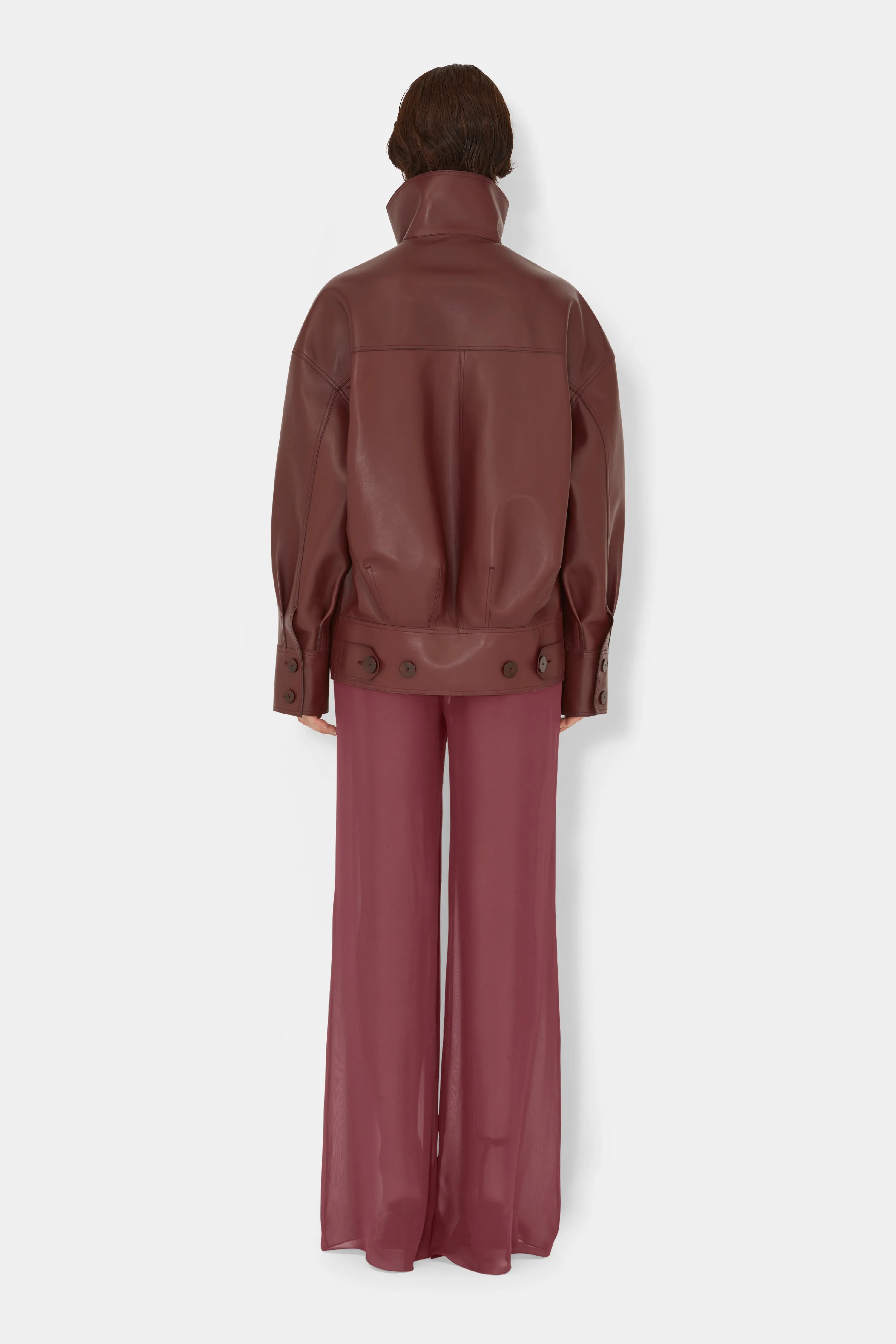 Leather Funnel Neck Jacket - Mahogany sold by Galvan product image thumbnail 3