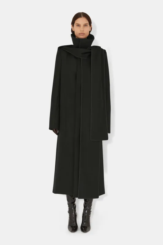 Delphinus Scarf Coat - Black made by Galvan