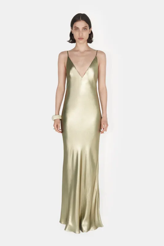 Galvanized Silk Slip Dress - Gold made by Galvan