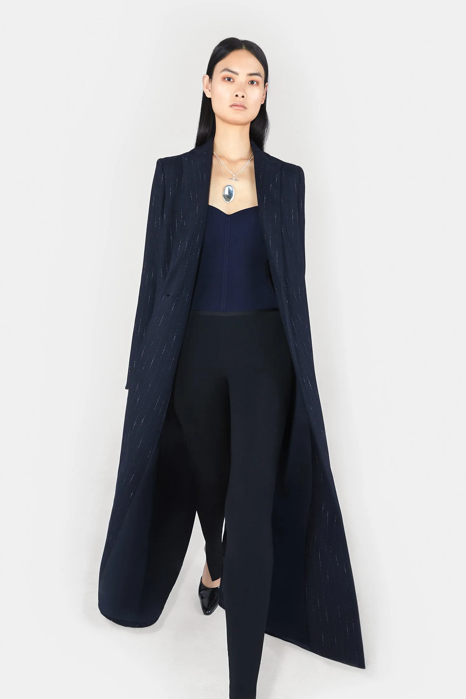 Boyfriend Coat - Midnight & Creme Pinstripe sold by Galvan product image thumbnail 4