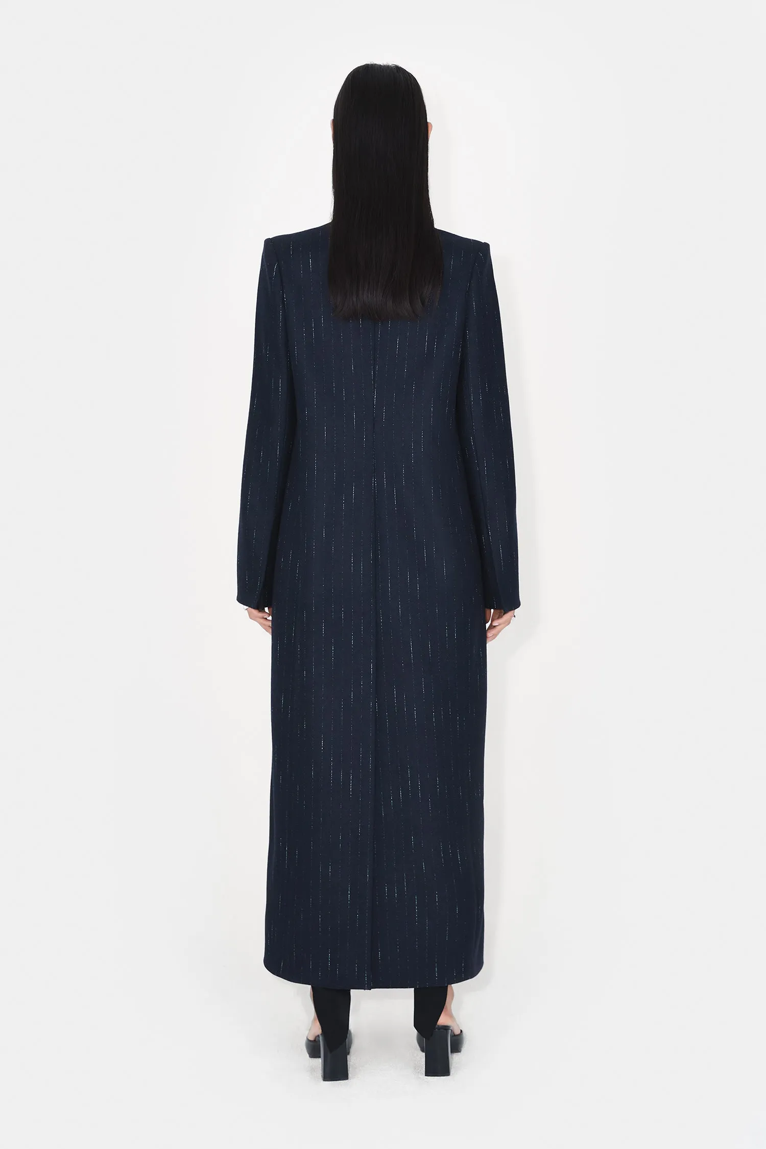 Boyfriend Coat - Midnight & Creme Pinstripe sold by Galvan product image thumbnail 3