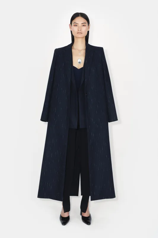 Boyfriend Coat - Midnight & Creme Pinstripe made by Galvan