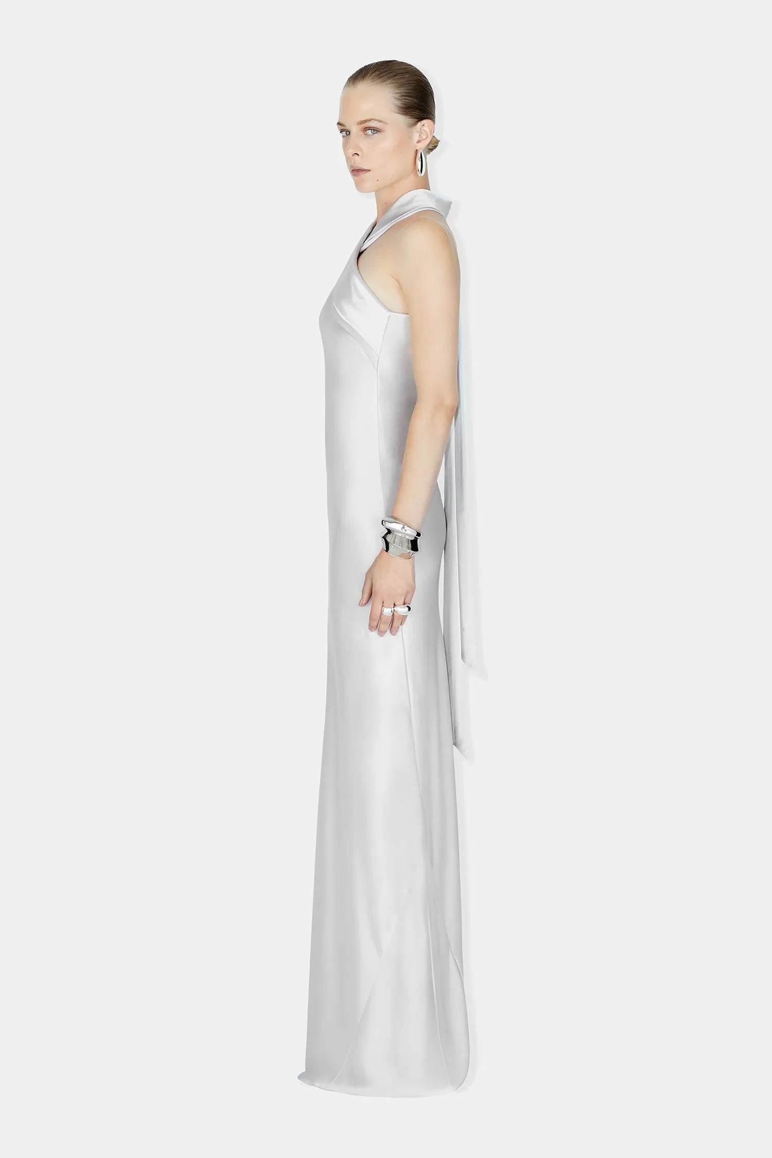 Pandora Satin Maxi Dress - Platinum sold by Galvan product image thumbnail 2