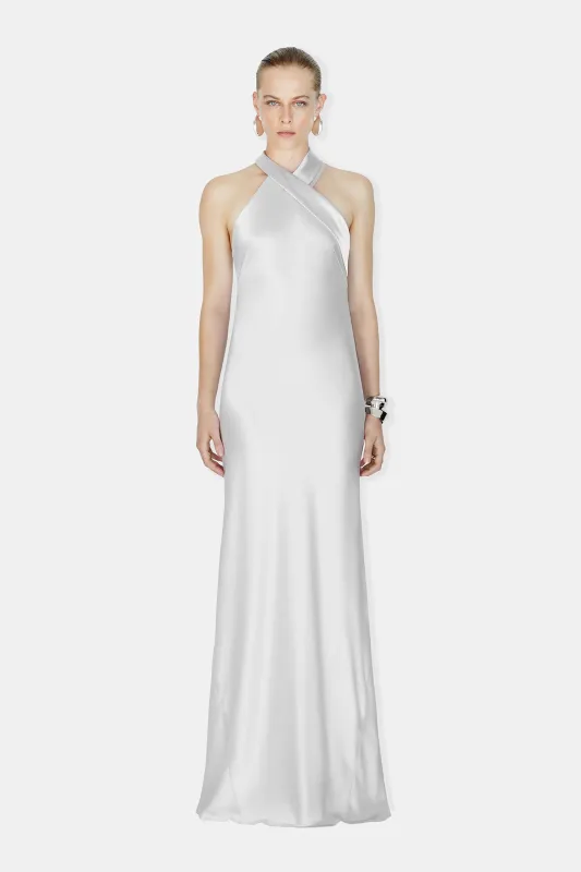 Pandora Satin Maxi Dress - Platinum made by Galvan