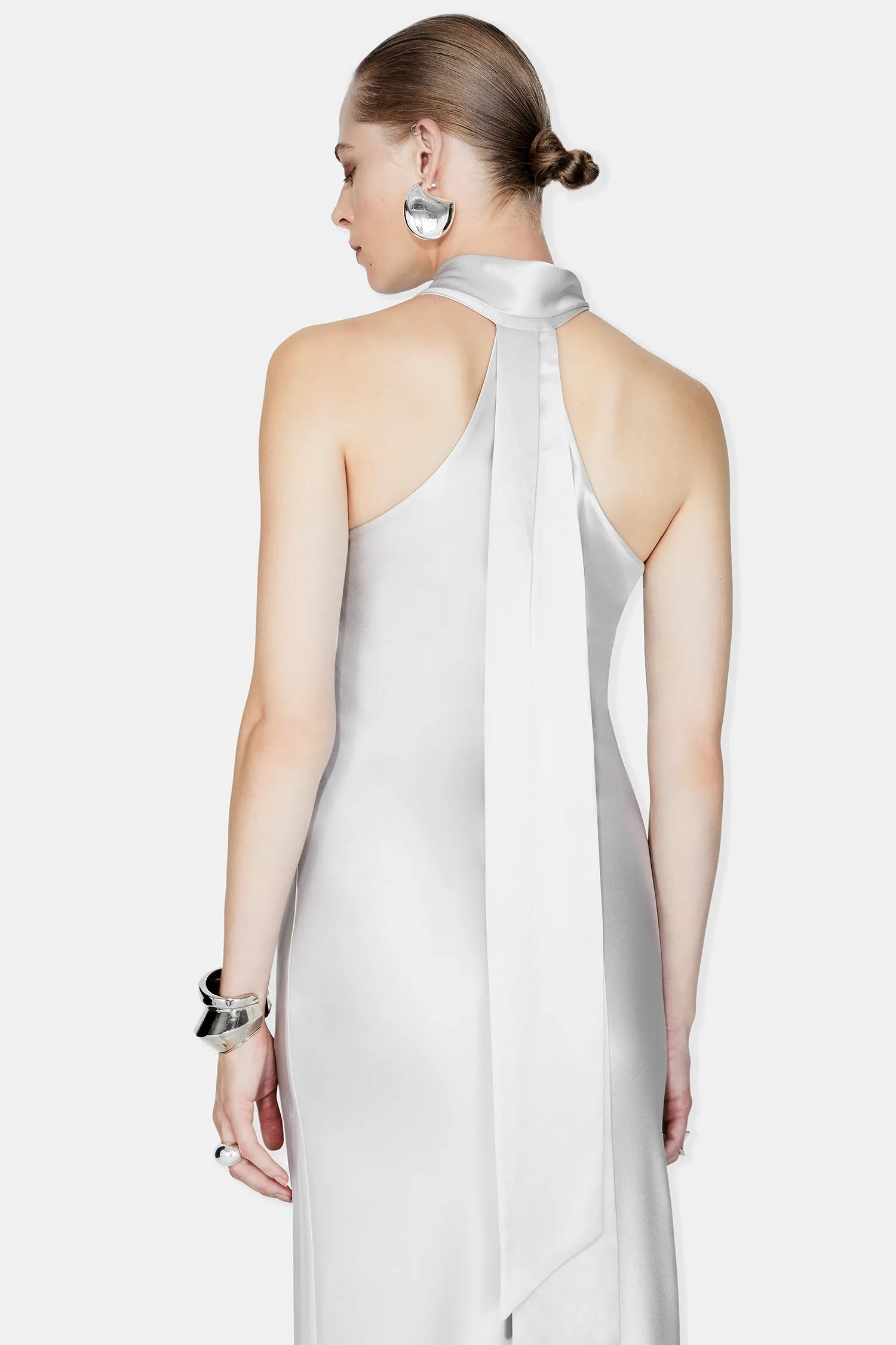 Pandora Satin Maxi Dress - Platinum sold by Galvan product image thumbnail 4