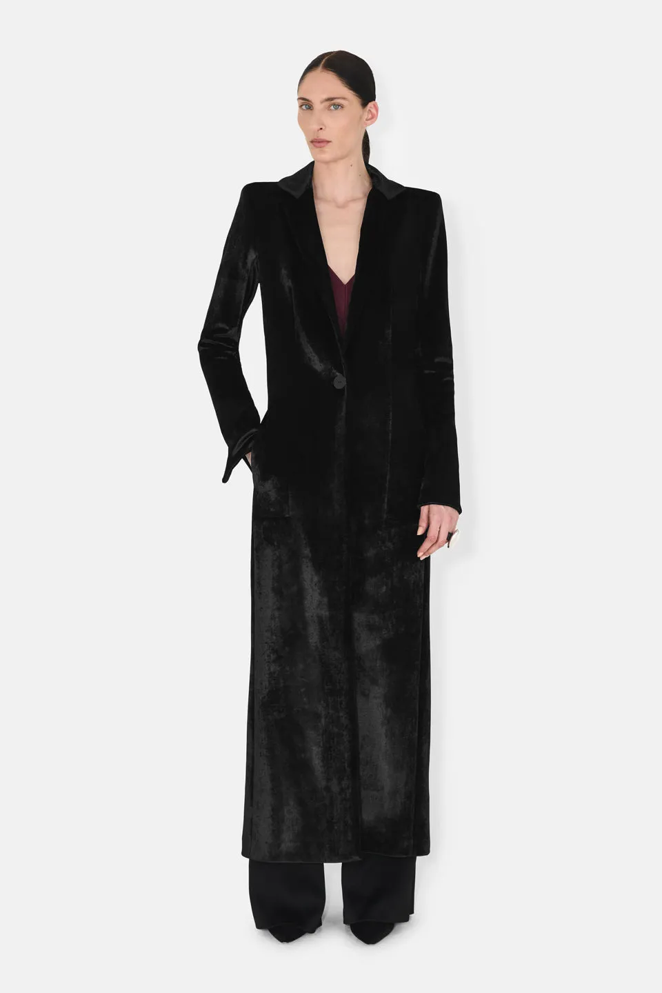 Sculpted Velvet Coat - Black sold by Galvan