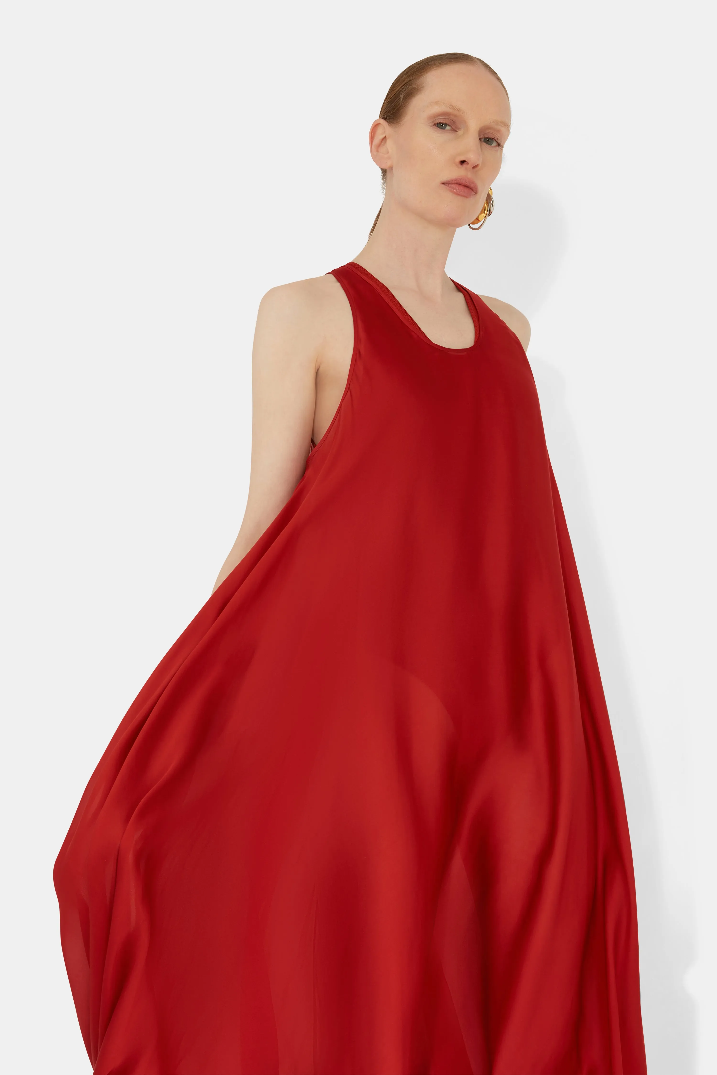Amorphous Silk Dress - Tomato sold by Galvan product image thumbnail 5