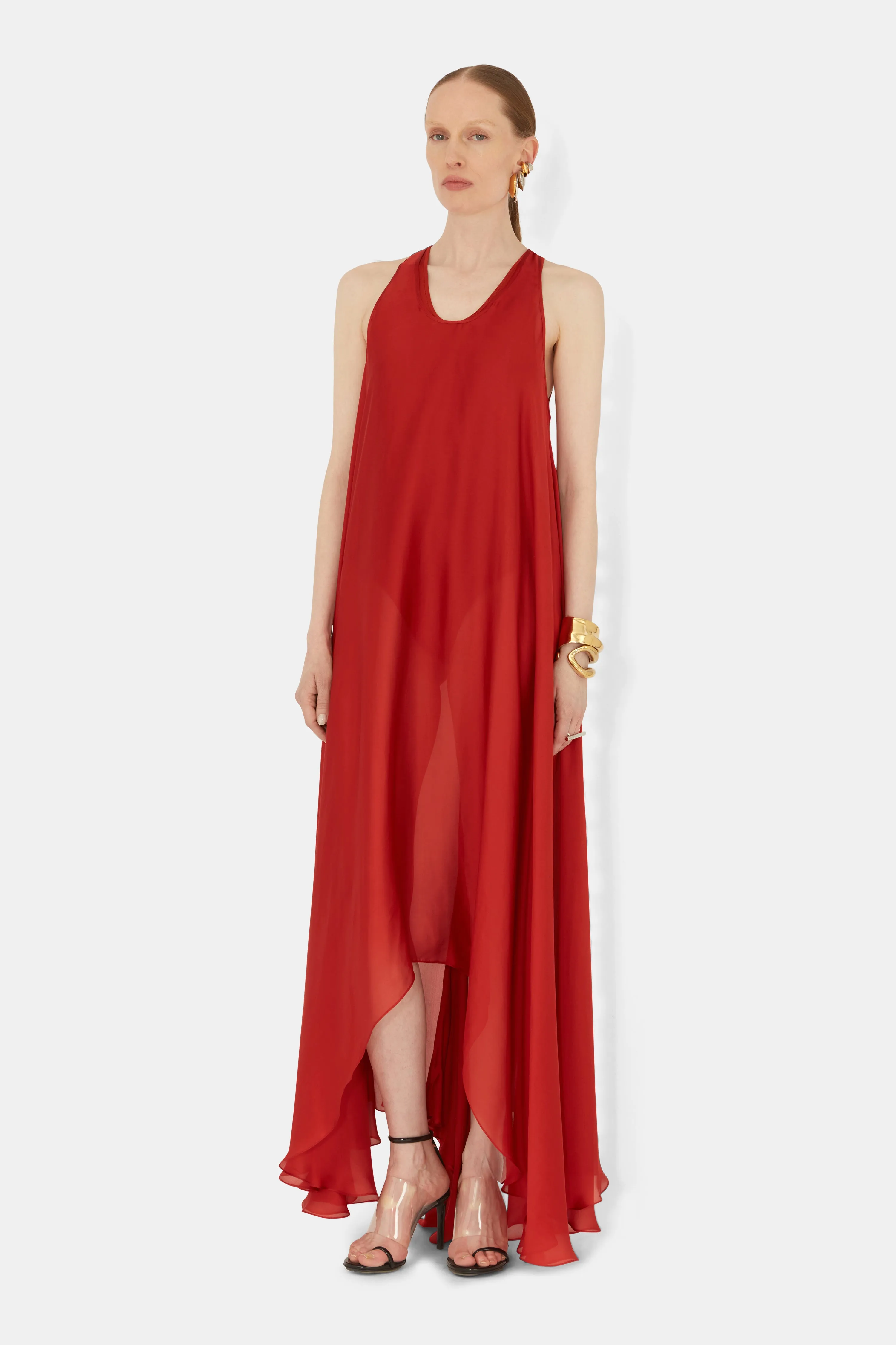 Amorphous Silk Dress - Tomato sold by Galvan product image thumbnail 2