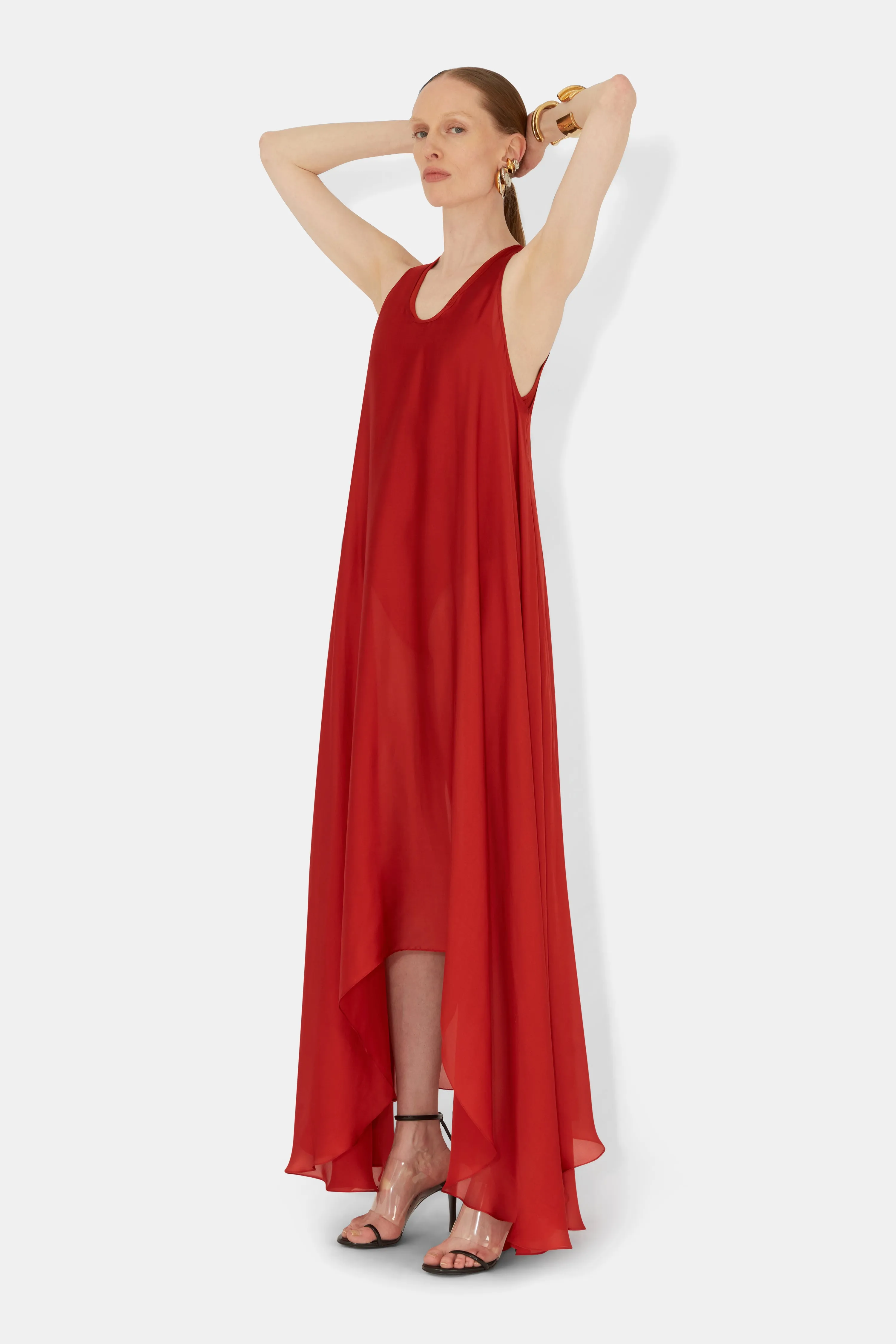 Amorphous Silk Dress - Tomato sold by Galvan product image thumbnail 3