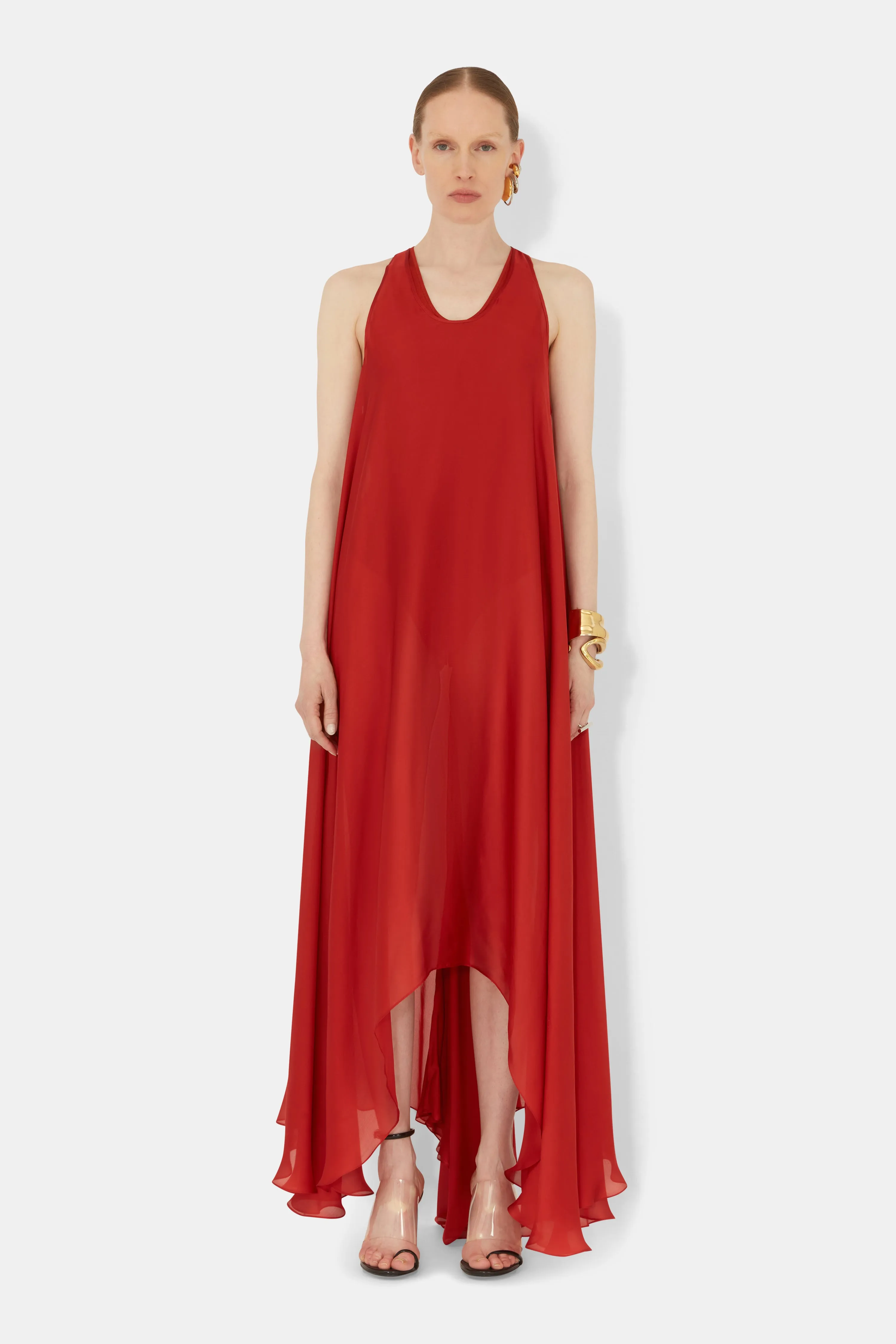 Amorphous Silk Dress - Tomato sold by Galvan