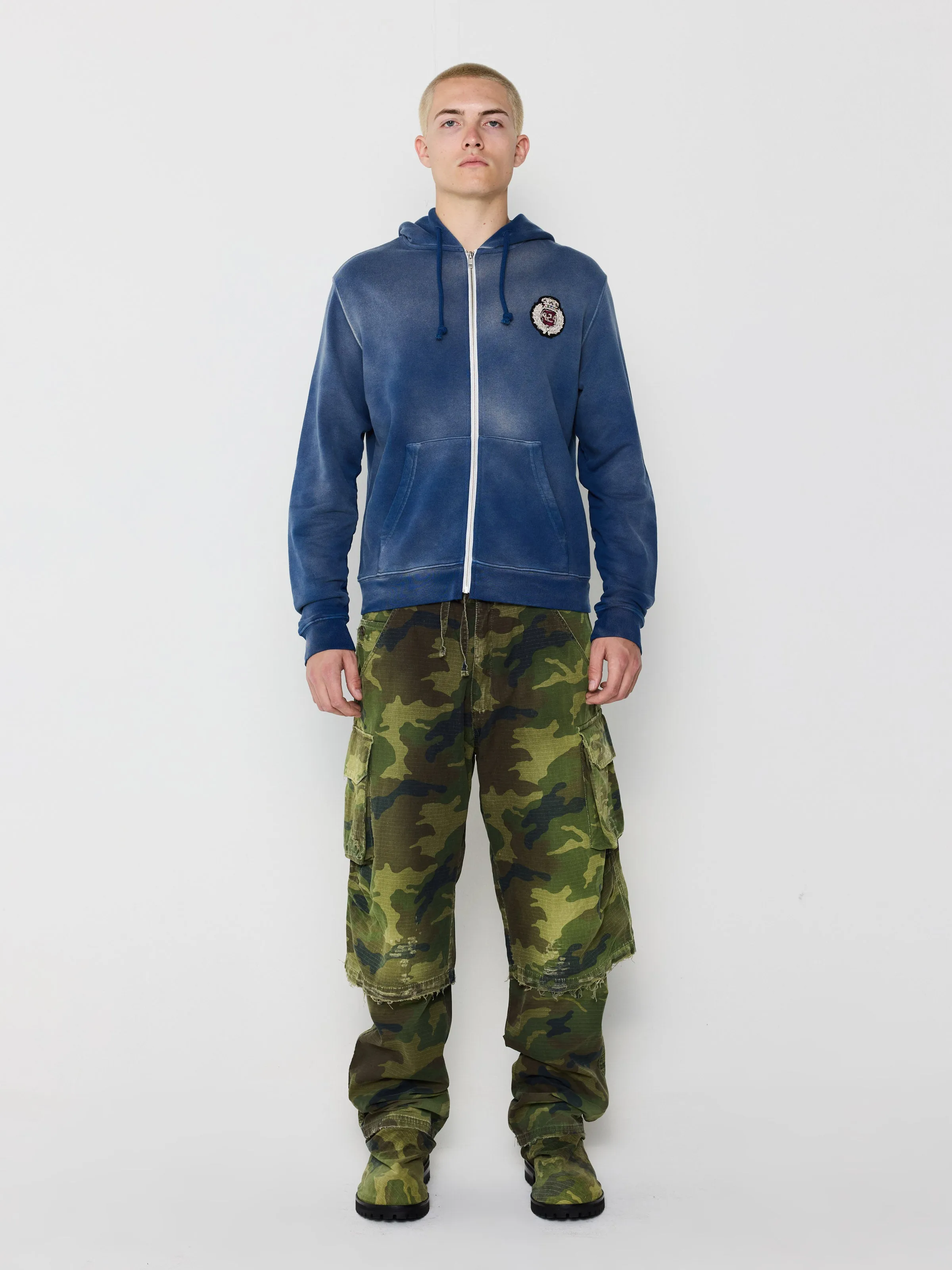 College Patch Zip-Up Hoodie in Blue sold by 424 product image thumbnail 2