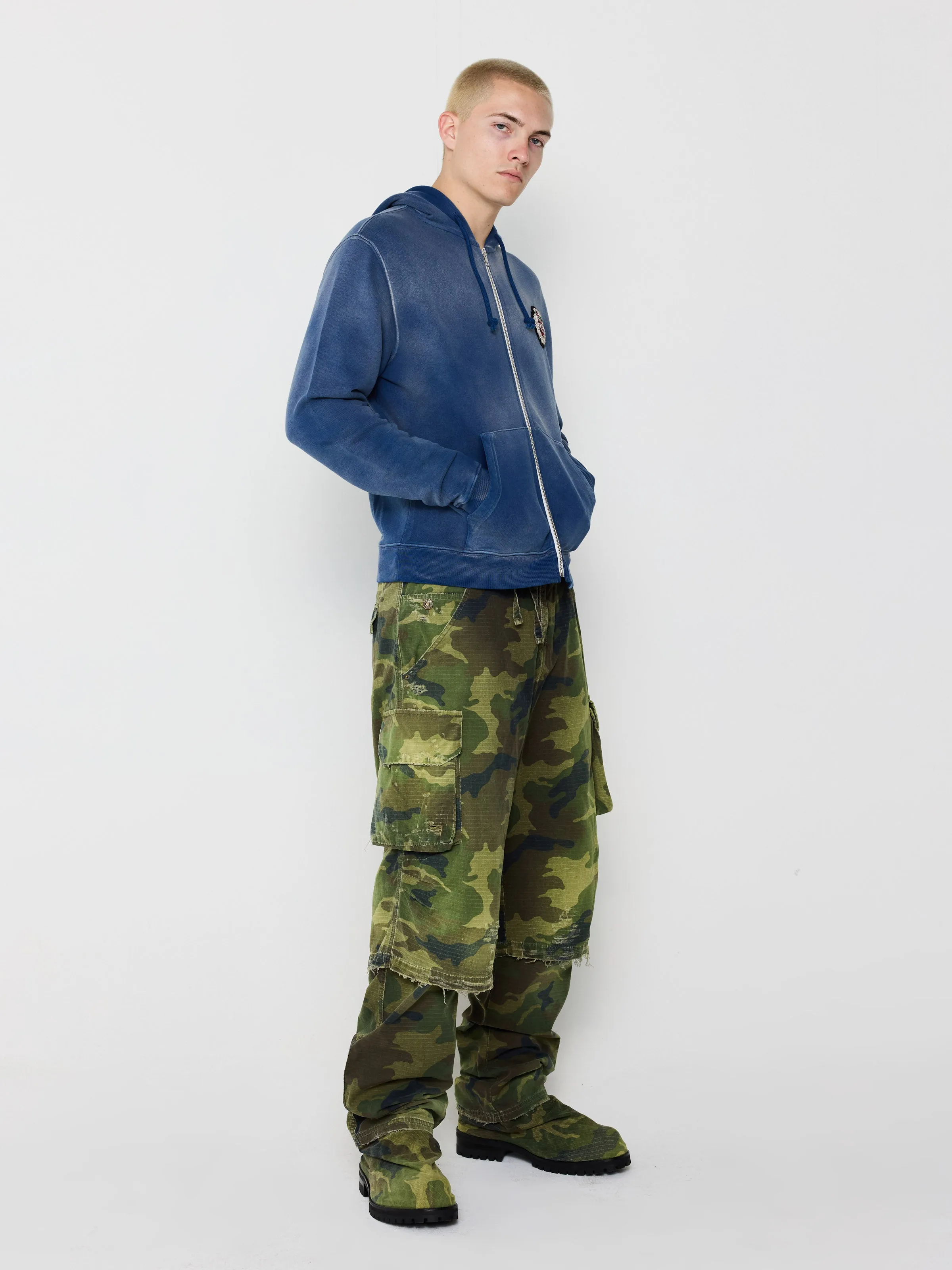 College Patch Zip-Up Hoodie in Blue sold by 424 product image thumbnail 3