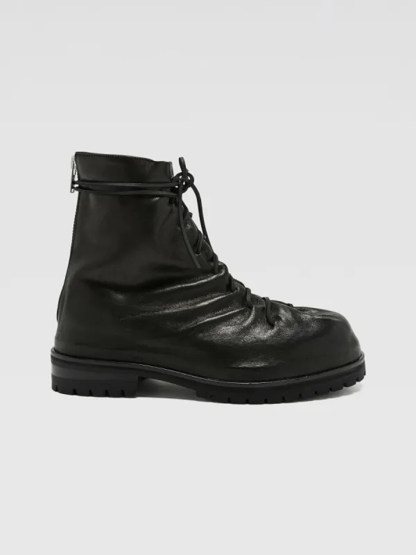 Leather Lace-Up Boots in Black sold by 424