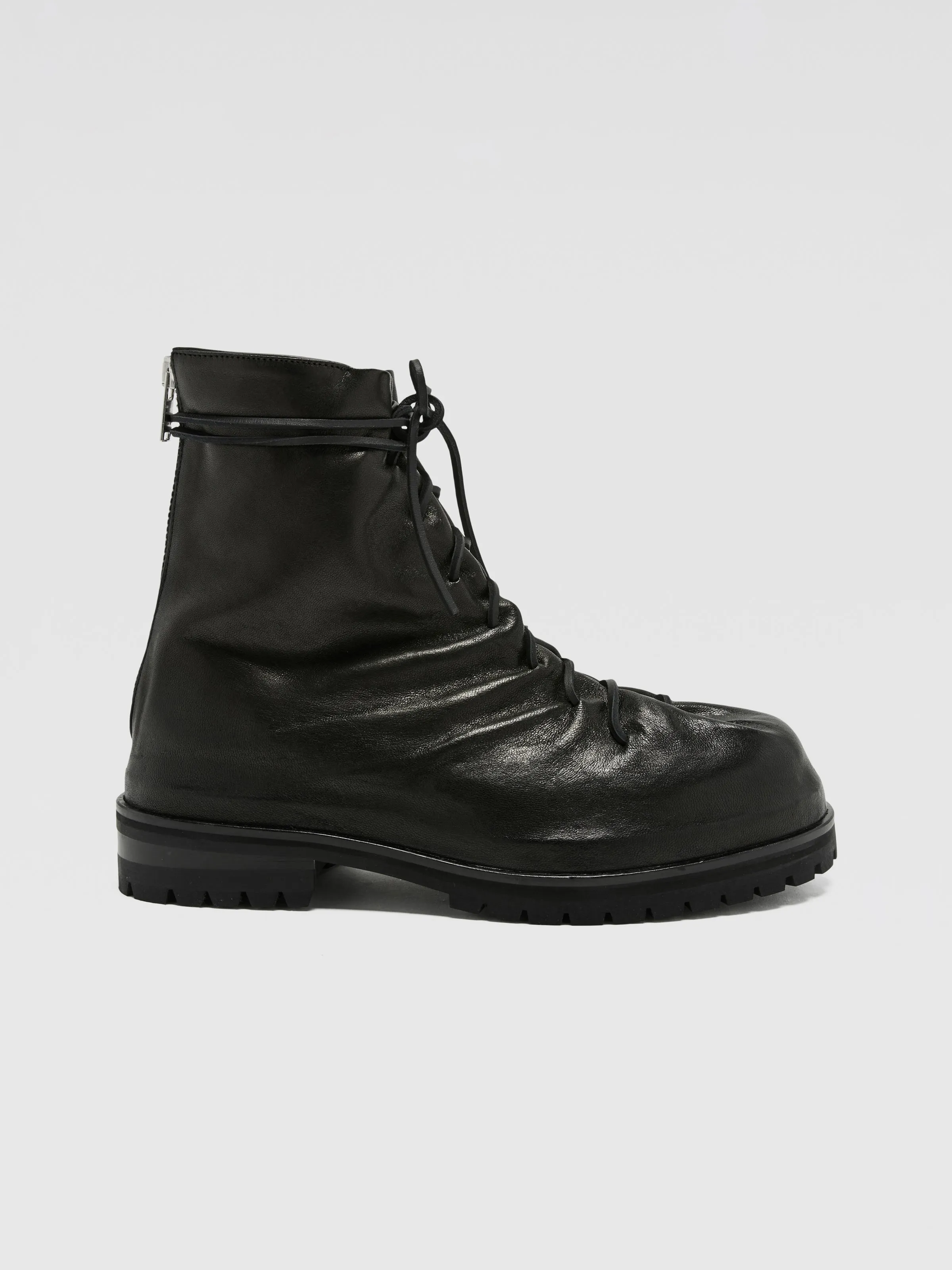 Leather Lace-Up Boots in Black sold by 424