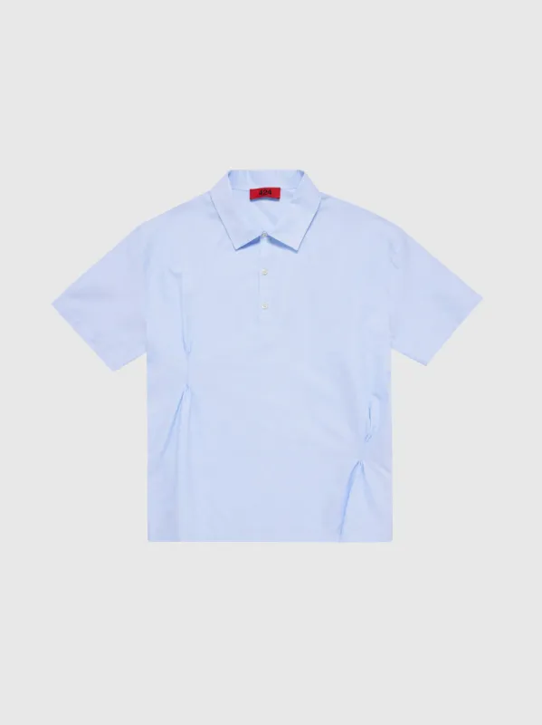 Pleated Short Sleeve Shirt in Blue sold by 424