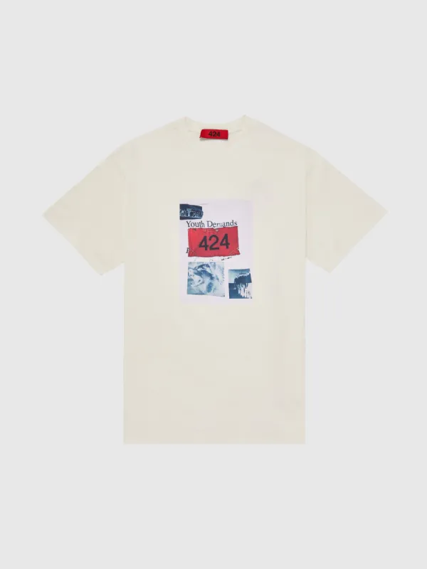 "Youth Demands" Graphic T-Shirt in White sold by 424