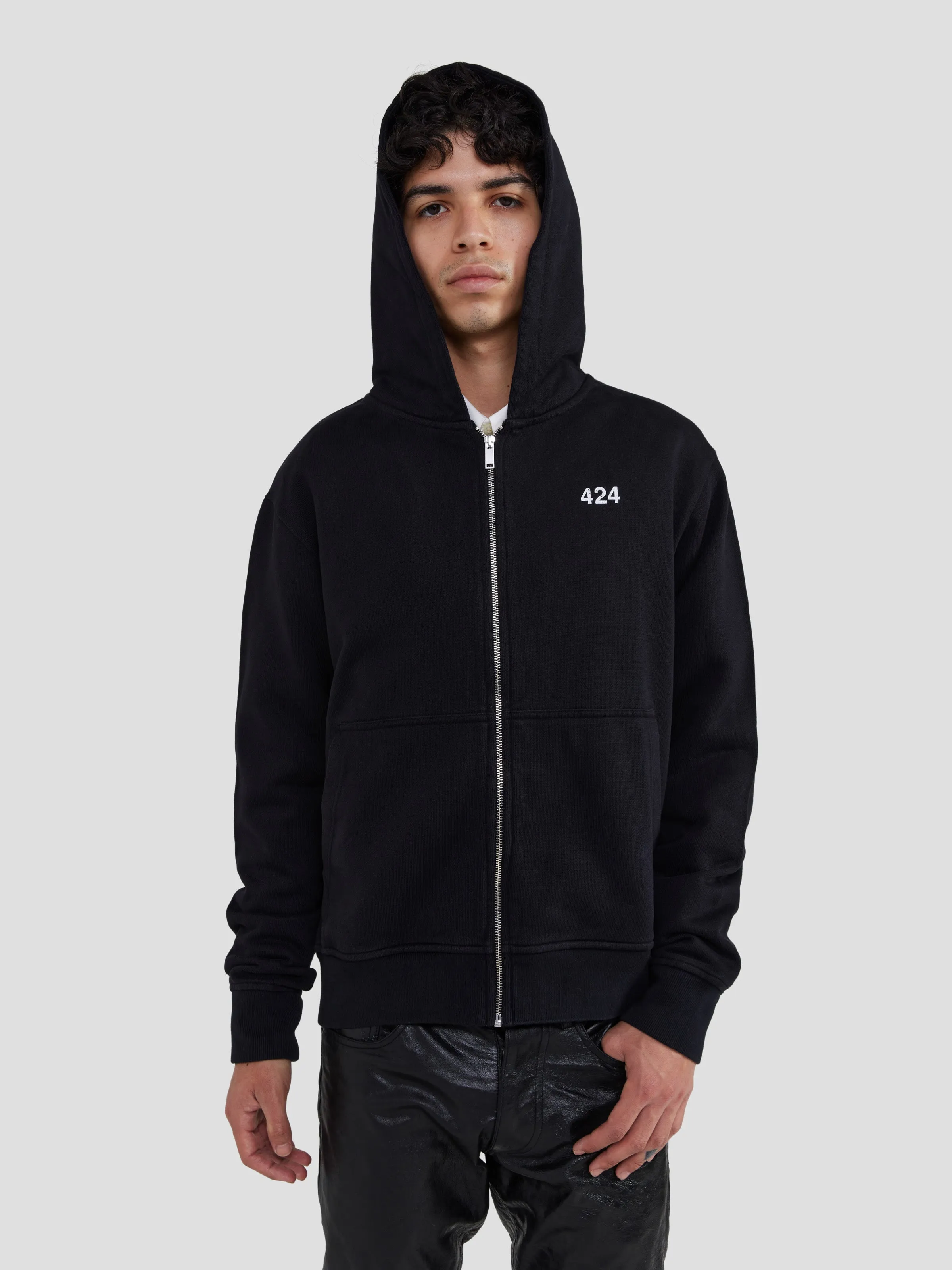 Zip-Up Hoodie in Black sold by 424 product image thumbnail 2
