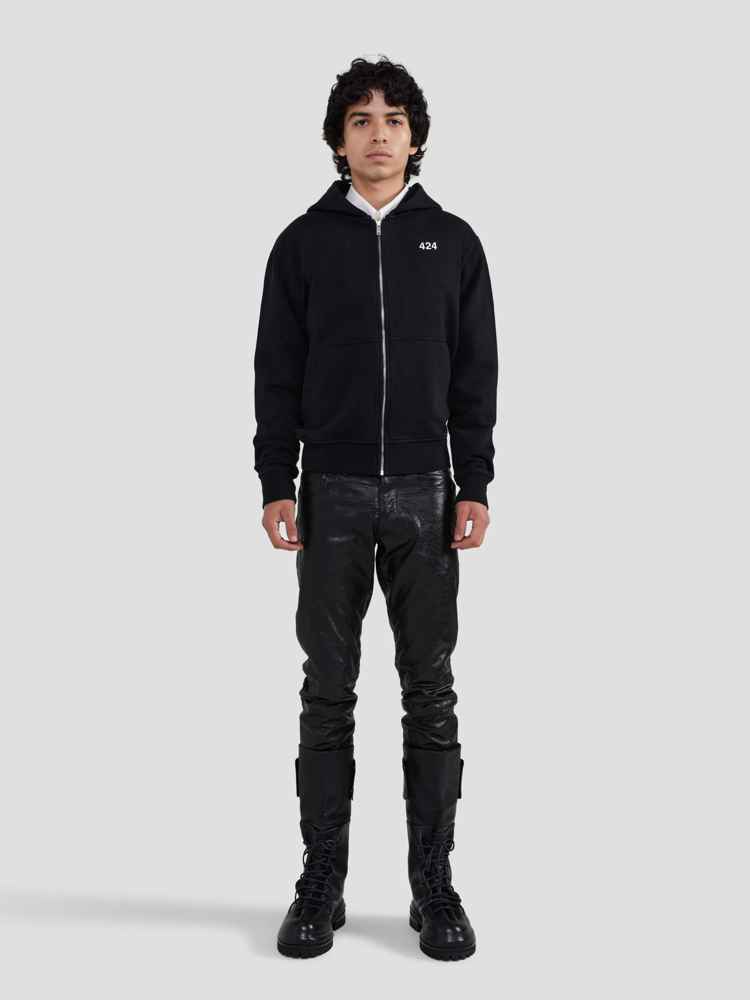 Zip-Up Hoodie in Black sold by 424 product image thumbnail 3
