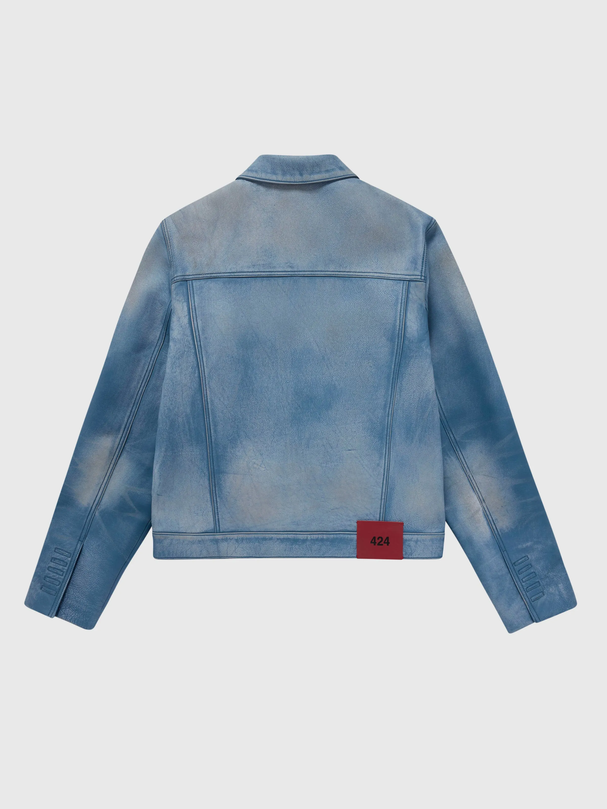 Leather Trucker Jacket in Blue sold by 424 product image thumbnail 2