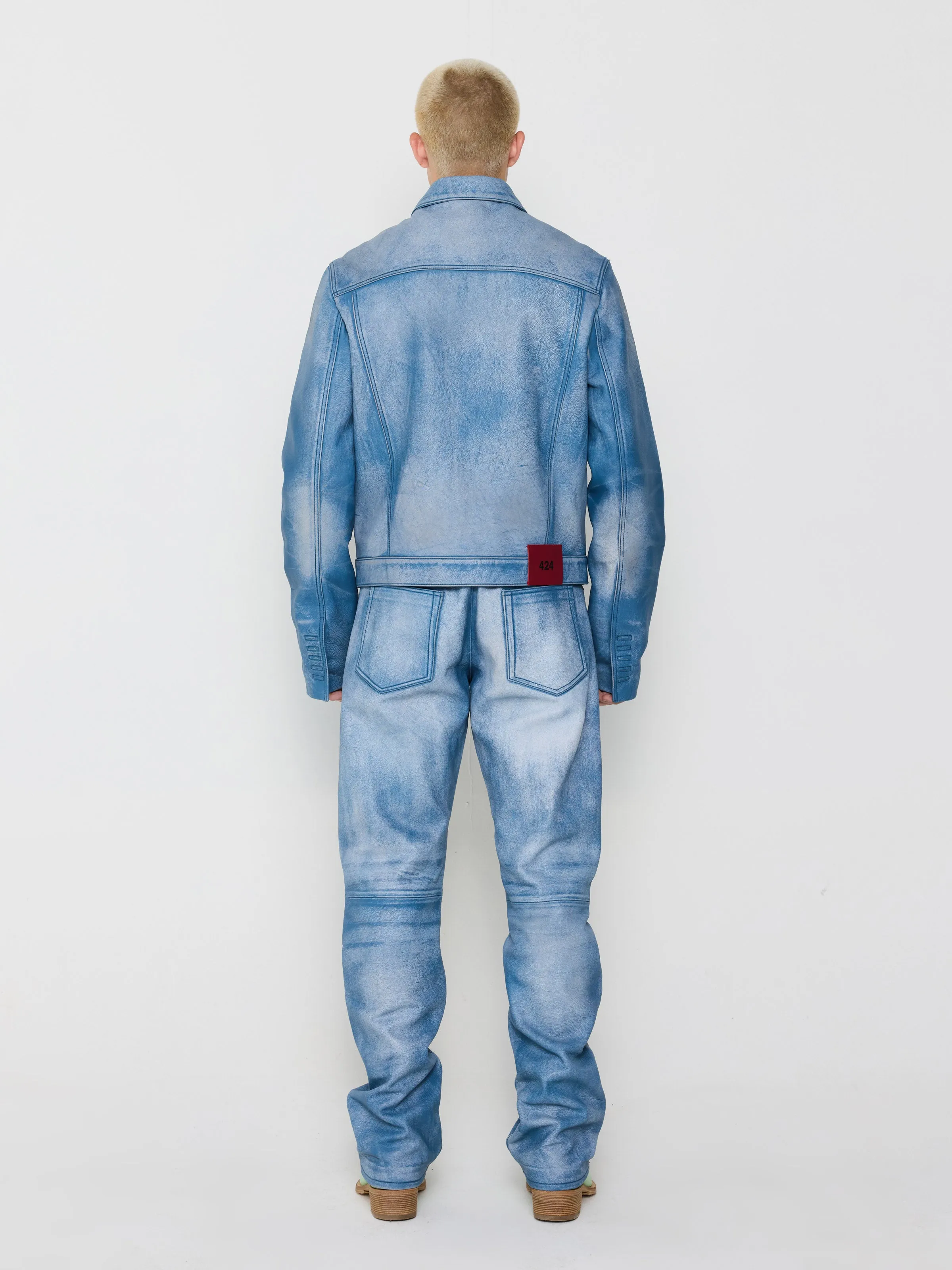 Leather Trucker Jacket in Blue sold by 424 product image thumbnail 5