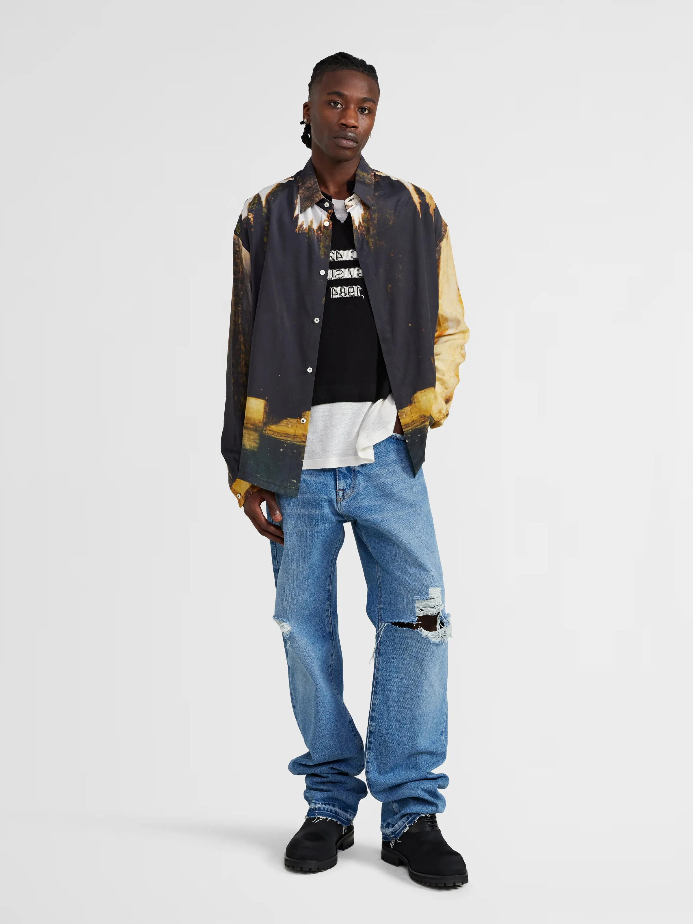 Printed Button-Up in Black sold by 424 product image thumbnail 4