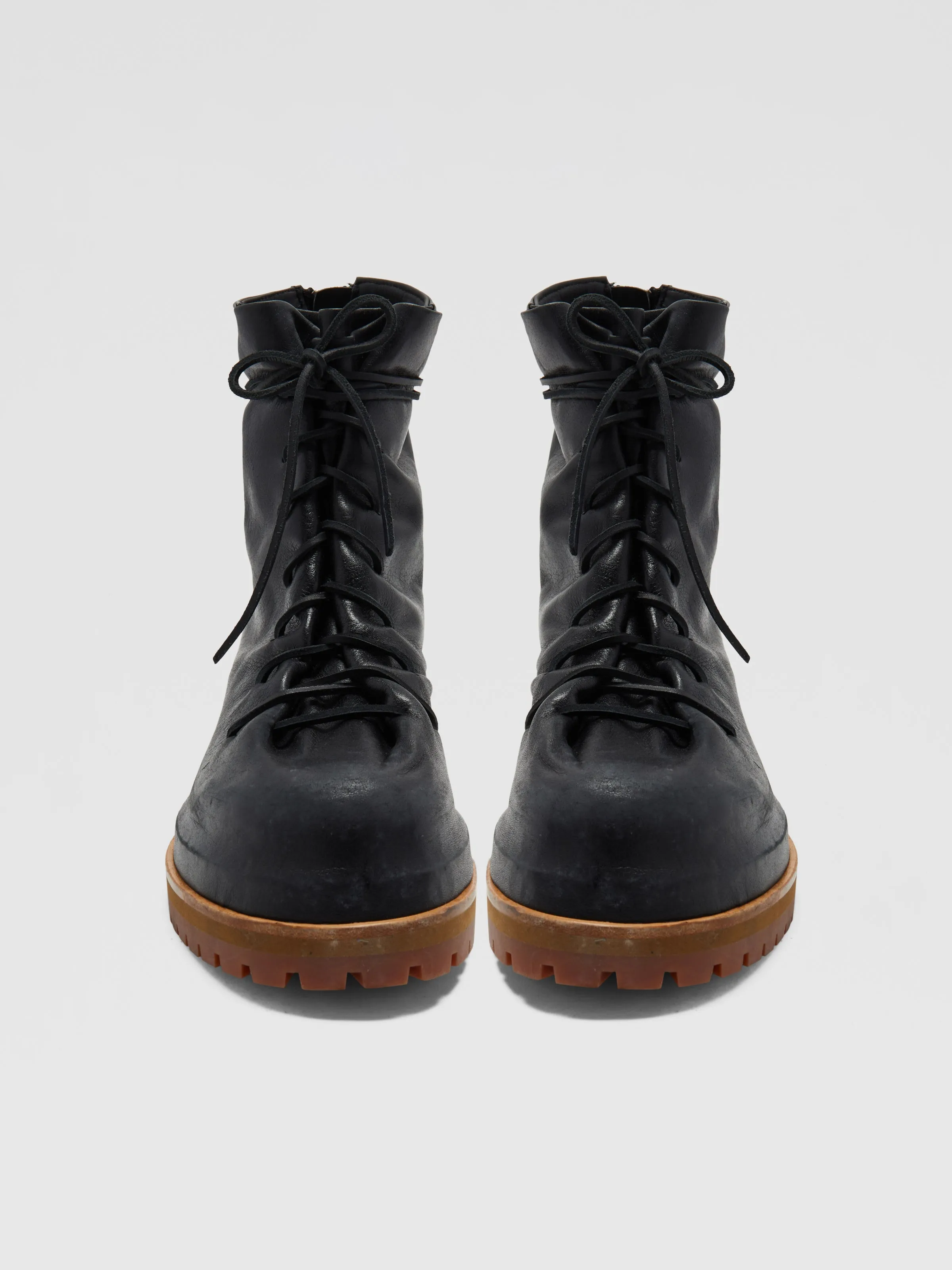 Distressed Leather Lace-Up Boots in Black sold by 424 product image thumbnail 4