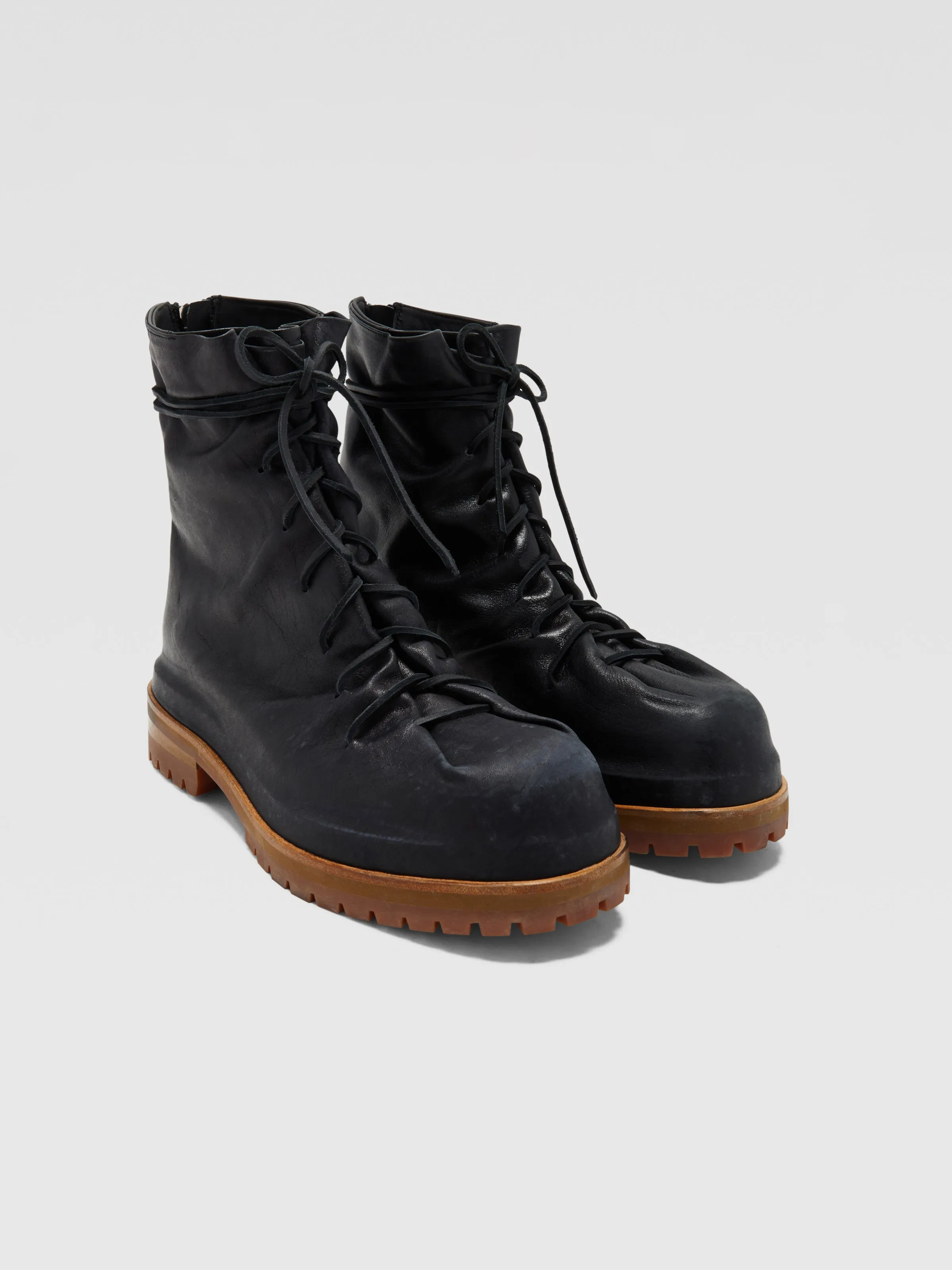 Distressed Leather Lace-Up Boots in Black sold by 424 product image thumbnail 2
