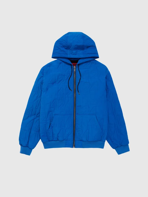 Embossed Hooded Jacket in Blue made by 424
