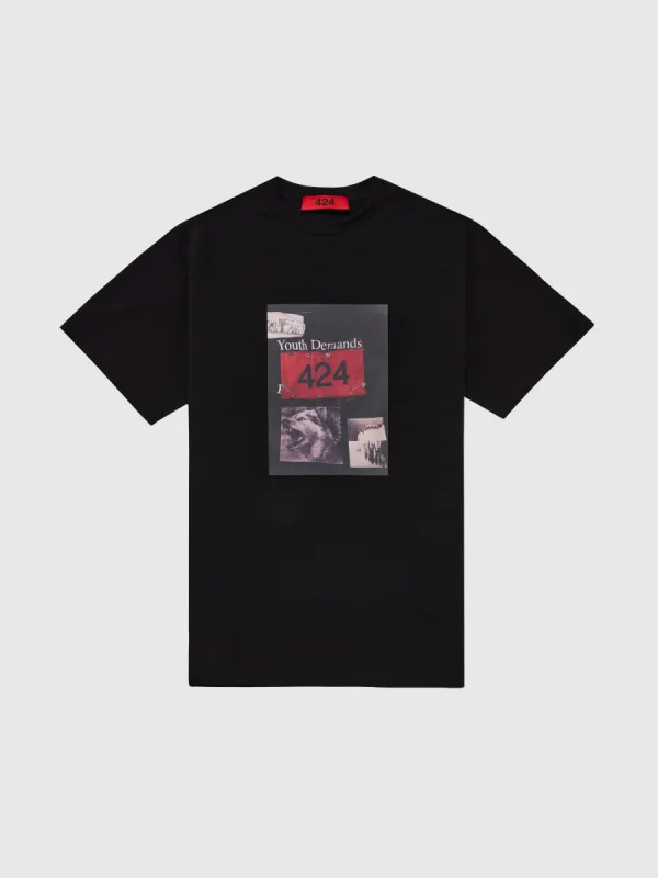 "Youth Demands" Graphic T-Shirt in Black sold by 424