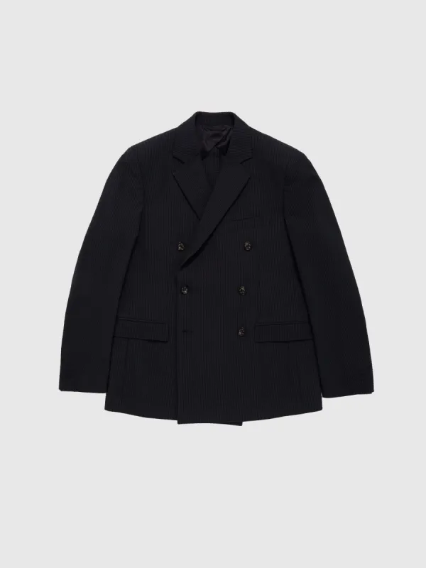 Slim Fit Pinstriped Blazer in Black sold by 424