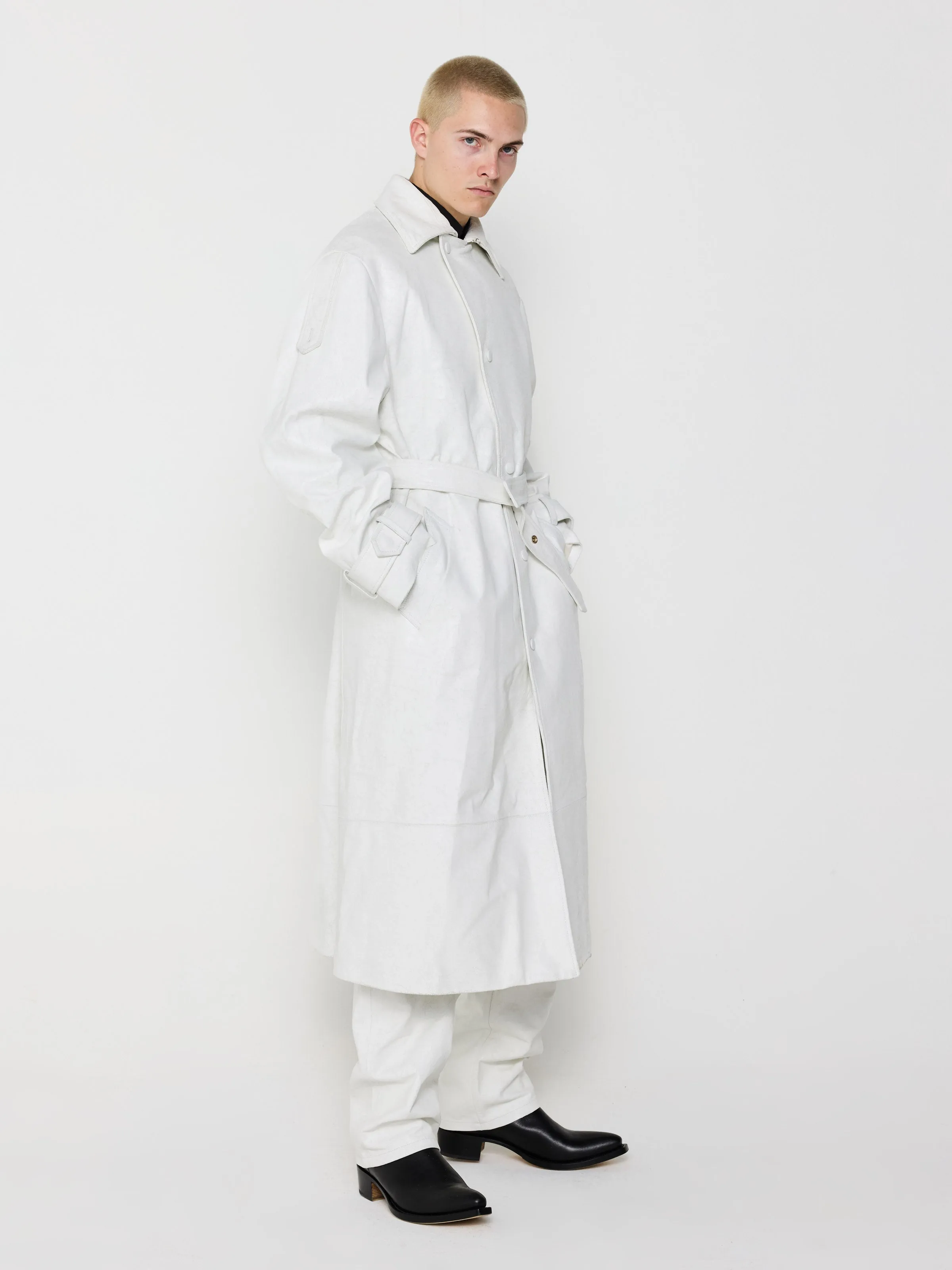 Leather Trench Coat in White sold by 424 product image thumbnail 2