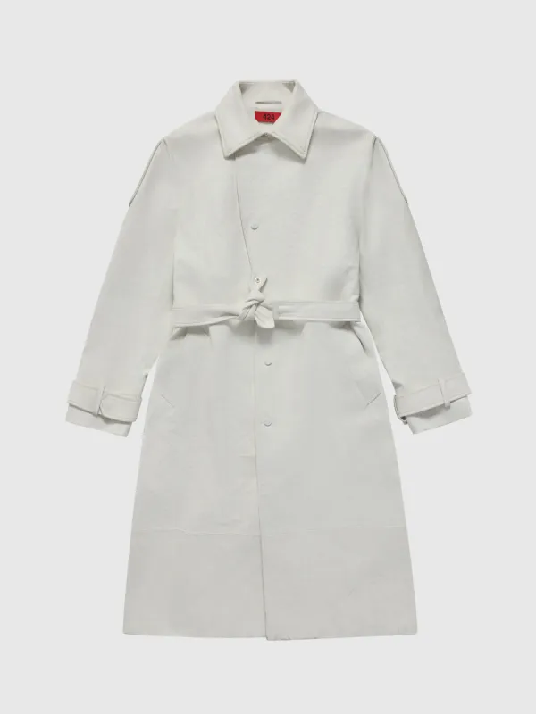 Leather Trench Coat in White sold by 424