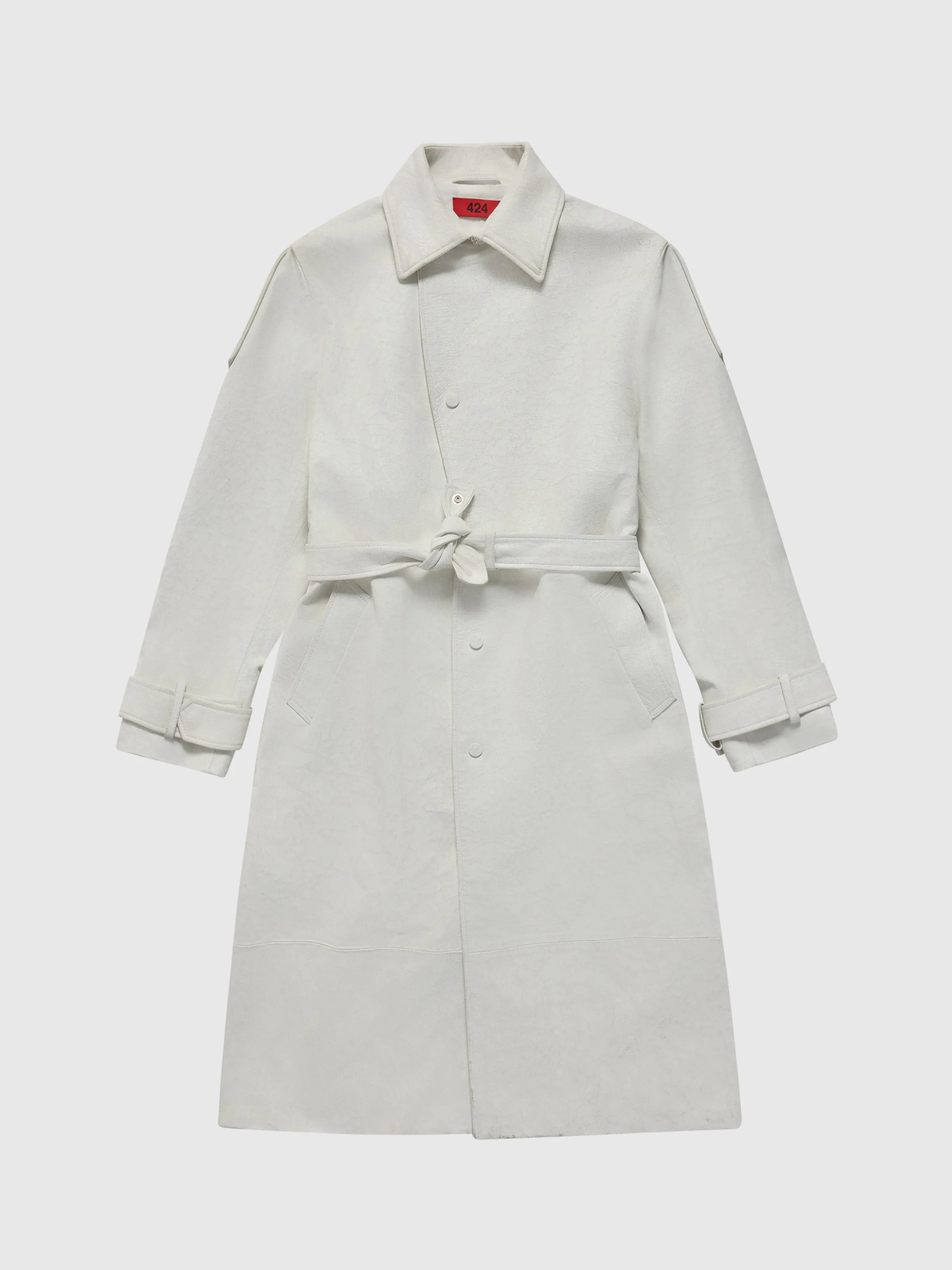 Leather Trench Coat in White sold by 424