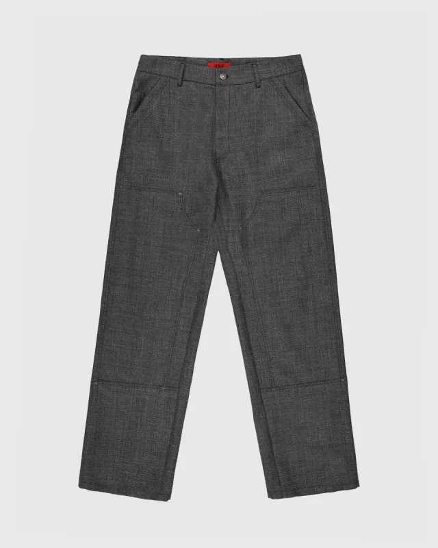 Virgin Wool Work Pant in Salt and Pepper sold by 424