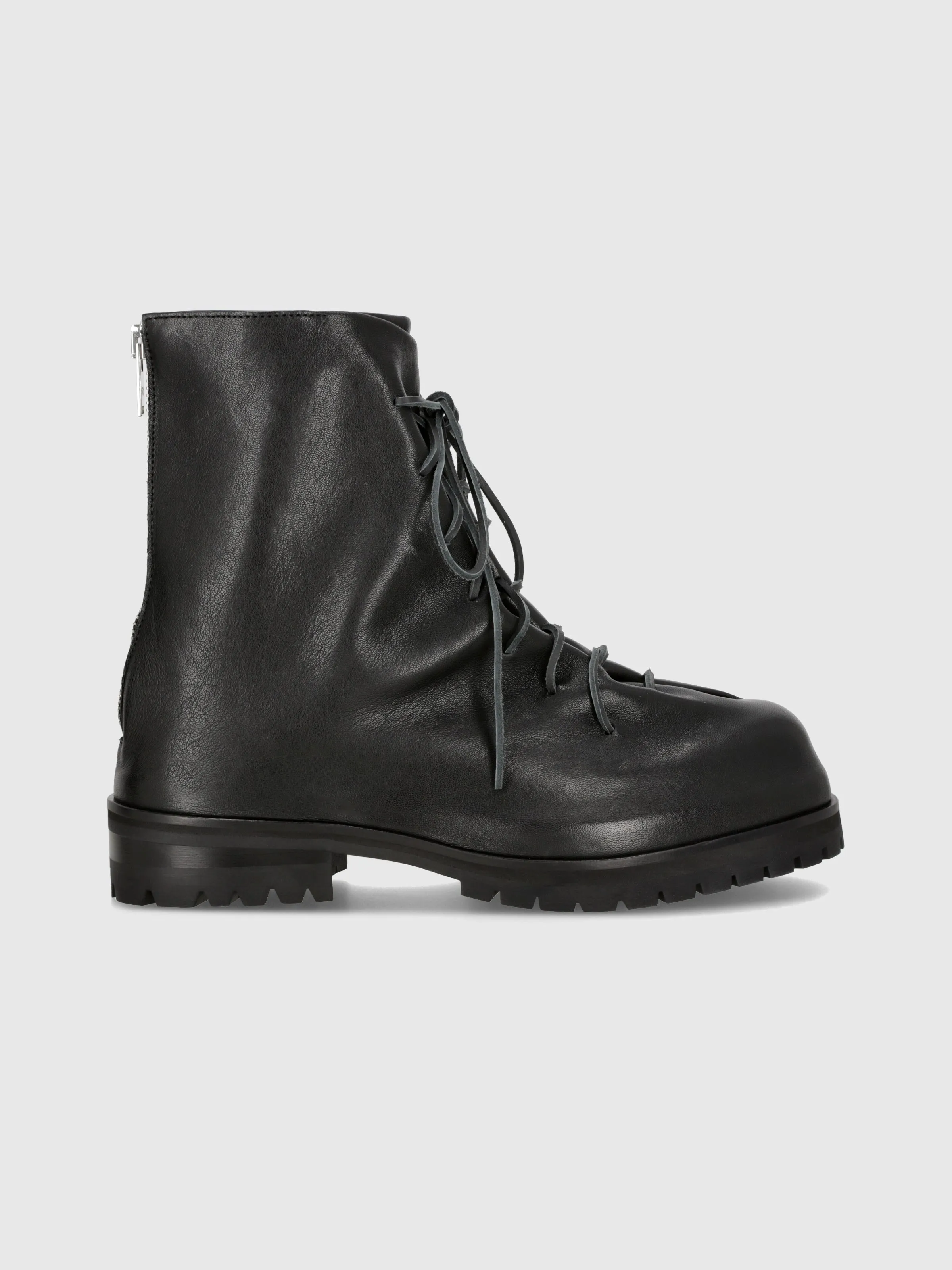Leather Laced Up Marathon Boot in Black sold by 424