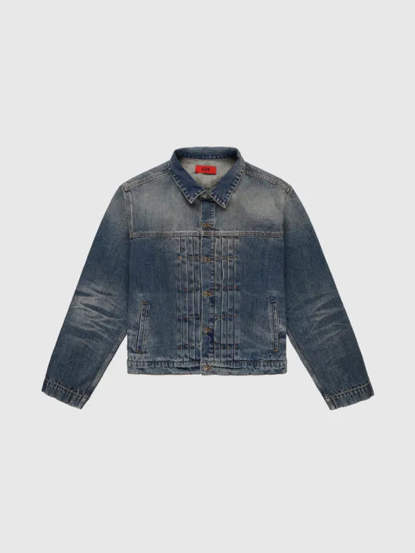 Denim Trucker Jacket in Washed Blue made by 424