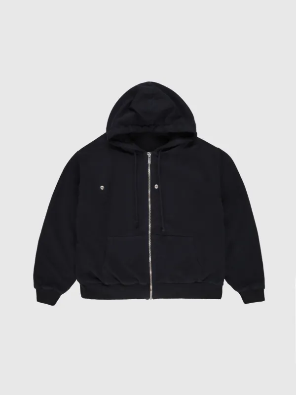 French Terry And Thermal Wrapped Hoodie in Black sold by 424