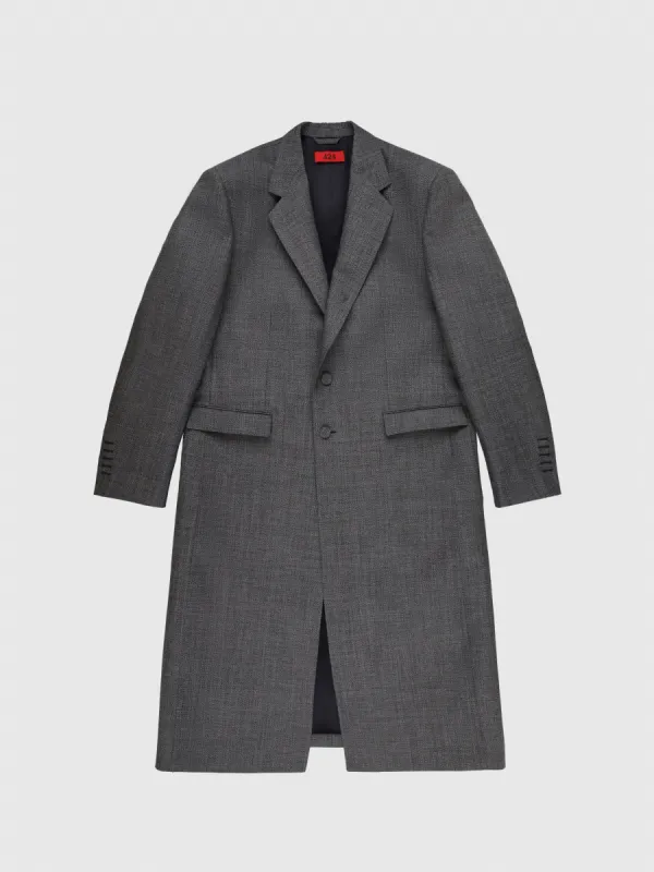 Virgin Wool Overcoat in Salt & Pepper sold by 424
