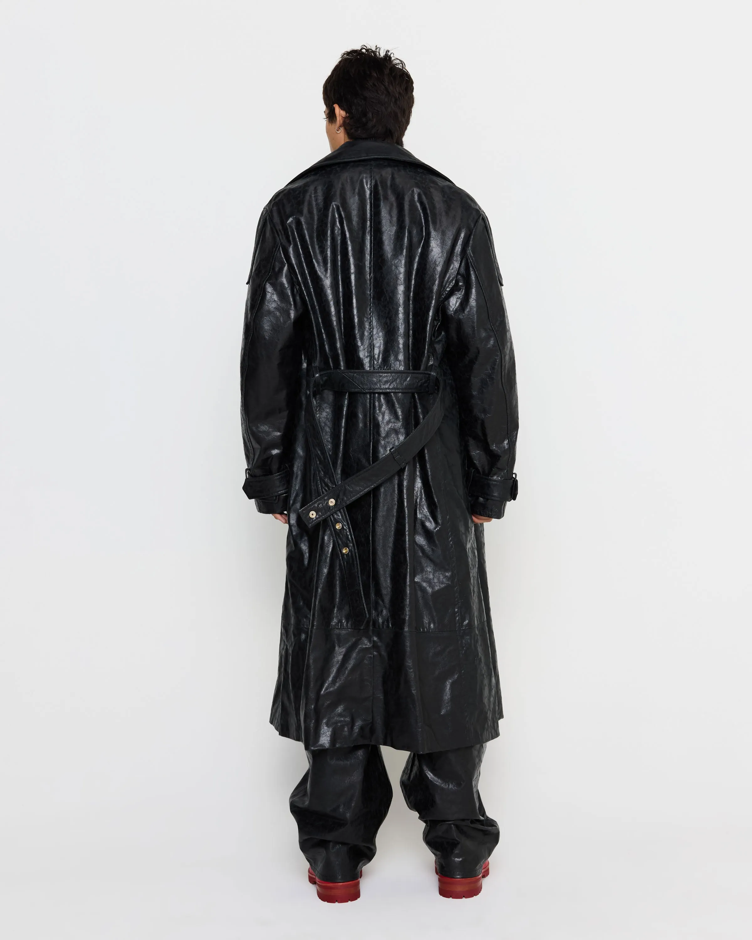 Paper Leather Trench in Black sold by 424 product image thumbnail 5