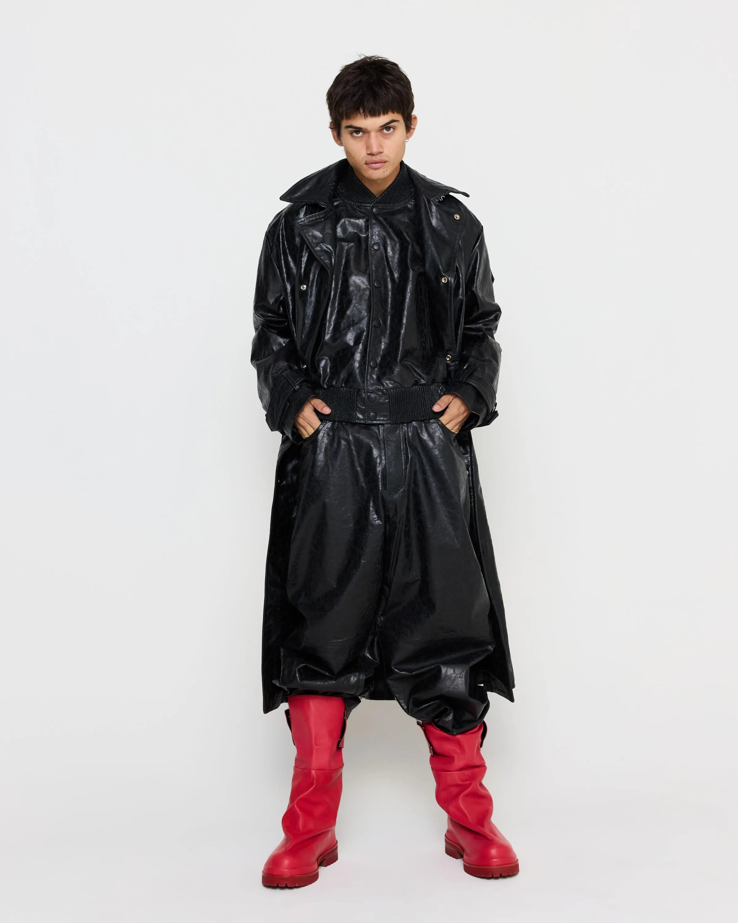 Paper Leather Trench in Black sold by 424 product image thumbnail 3
